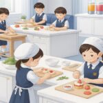 料理を楽しむ明るい家庭科クラブの様子