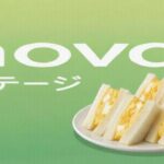 卵サンドが並んだプレートとnovaの文字