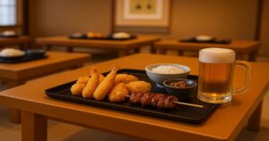 飲食店で提供された料理と食中毒発生を連想させるイメージ