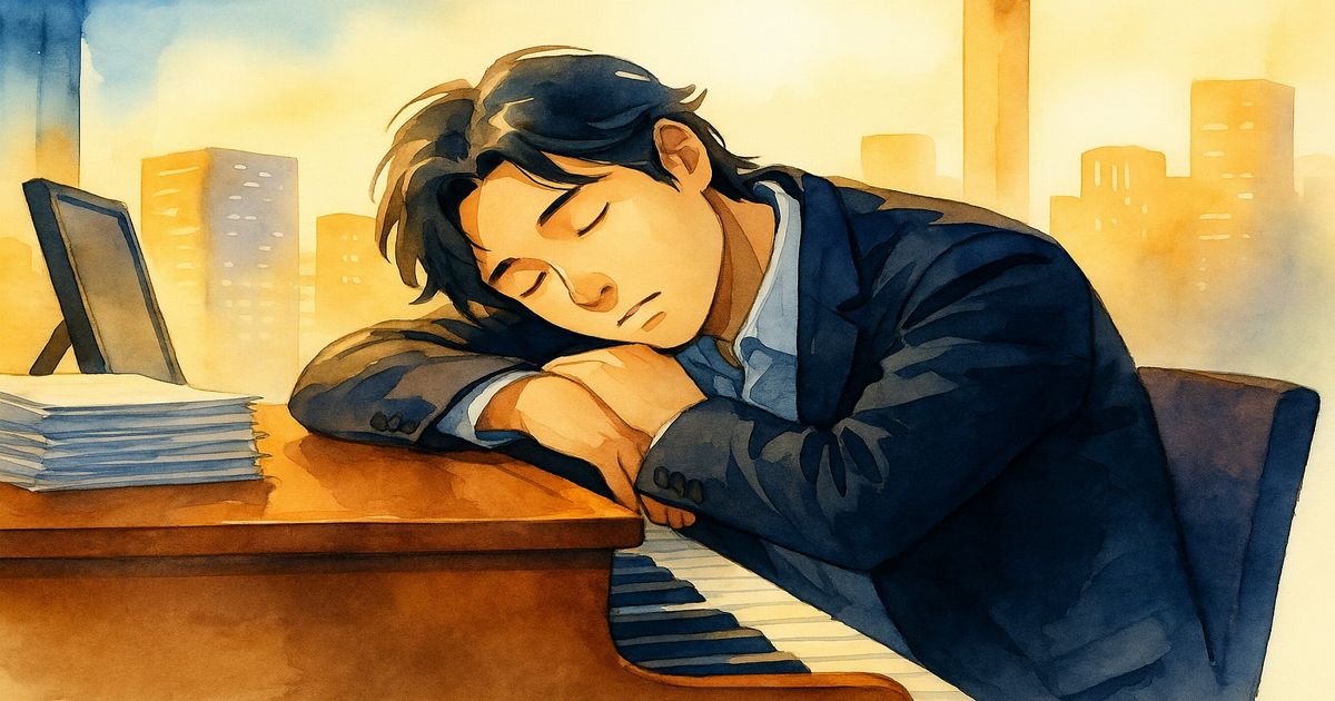 9月病と睡眠リズム:長嶋一茂の早寝習慣に学ぶ businessman-napping-at-piano-1200x630.jpg
