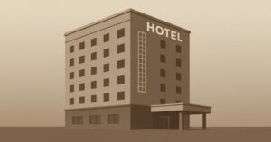 シンプルなデザインのホテル外観イラスト