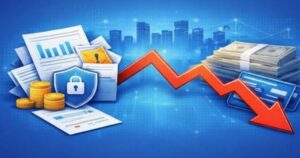 詐欺被害や経営悪化によって資金が減少し倒産リスクが高まる企業イメージ