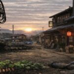 古い商店街が自然に溶け合う風景