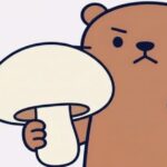 巨大マッシュルームを持つカワウソのイラスト